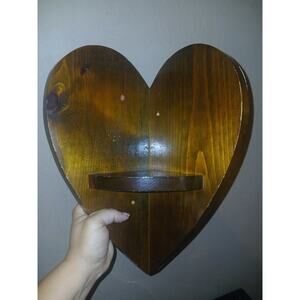 Amish Made Vintage Wooden Corner Heart Wall Hanging Shelf 11” Cottage Core